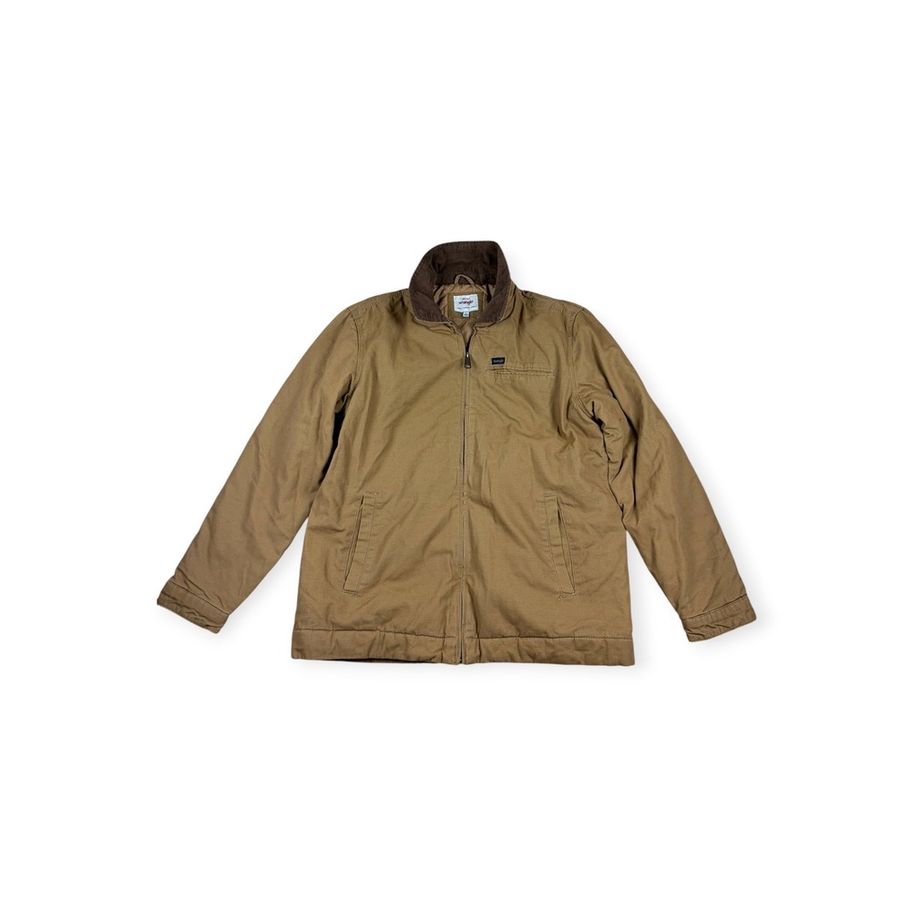 Wrangler Mens Brown Canvas Work Jacket Quilted Lined Corduroy Collar 1795787 L